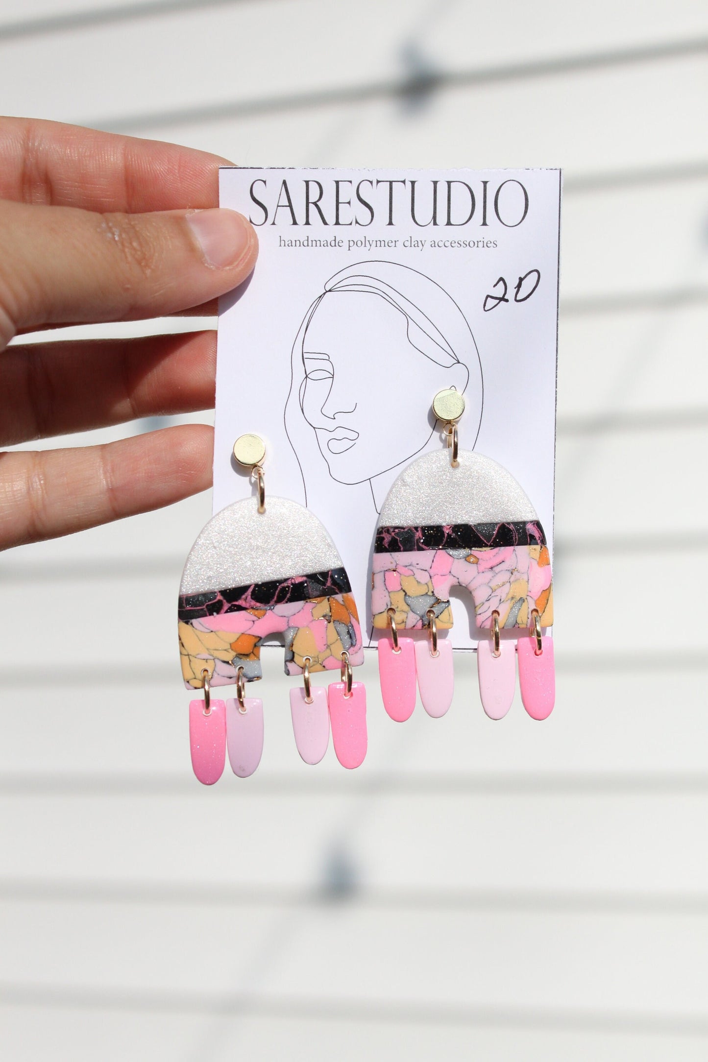 Clay Dangle Earrings - Modern Design, Handmade Lightweight Hypoallergenic Polymer Jewelry, Statement Accessory Multiple Colors