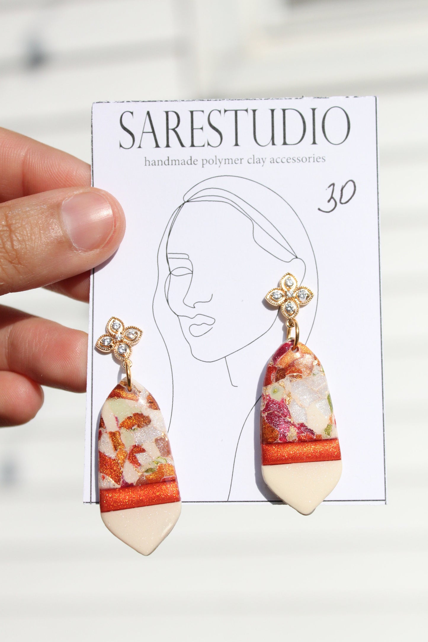 Clay Dangle Earrings - Geometric Modern Design, Handmade Lightweight Hypoallergenic Polymer Jewelry, Statement Accessory Multiple Colors