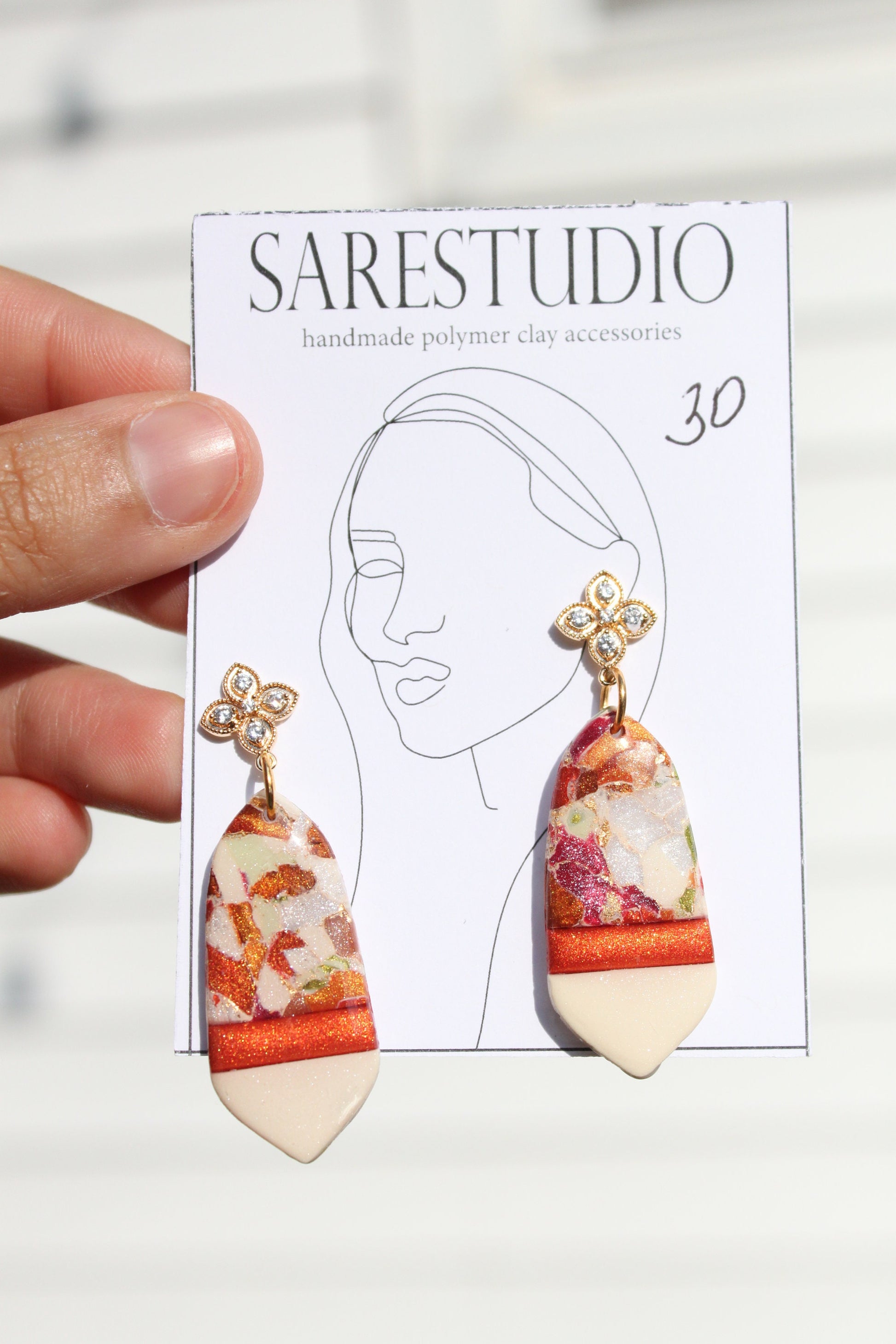 Clay Dangle Earrings - Geometric Modern Design, Handmade Lightweight Hypoallergenic Polymer Jewelry, Statement Accessory Multiple Colors