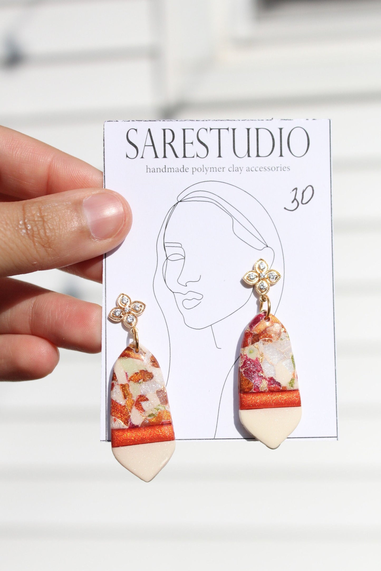 Clay Dangle Earrings - Geometric Modern Design, Handmade Lightweight Hypoallergenic Polymer Jewelry, Statement Accessory Multiple Colors