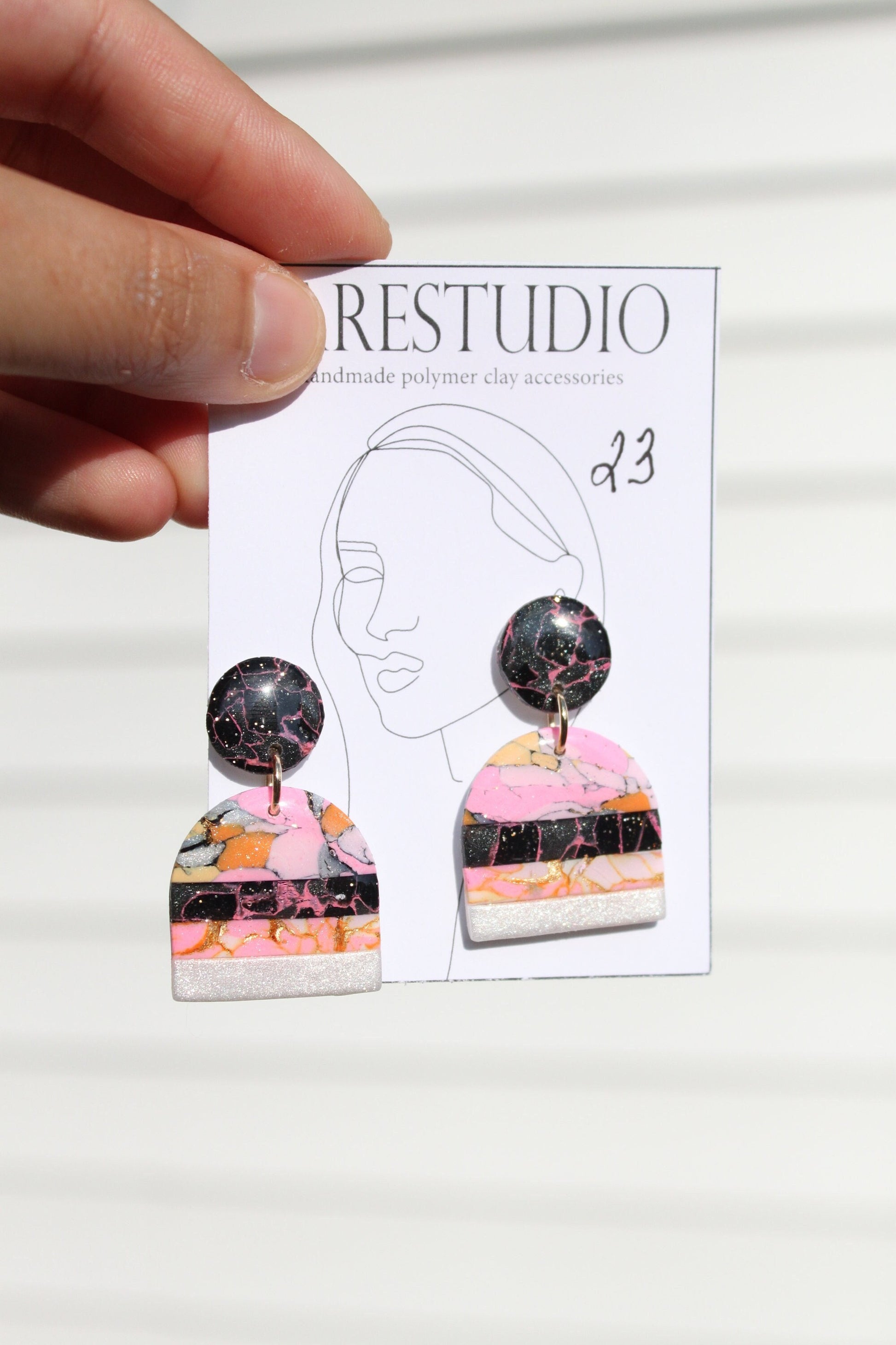 Clay Dangle Earrings - Geometric Modern Design, Handmade Lightweight Hypoallergenic Polymer Jewelry, Statement Accessory Multiple Colors