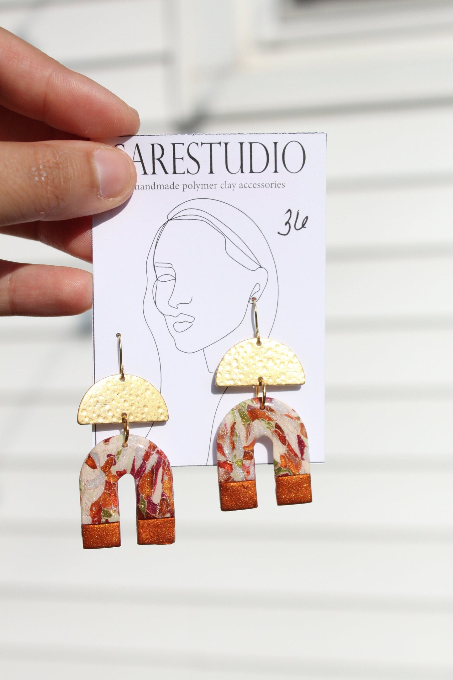 Clay Dangle Earrings - Geometric Modern Design, Handmade Lightweight Hypoallergenic Polymer Jewelry, Statement Accessory Multiple Colors