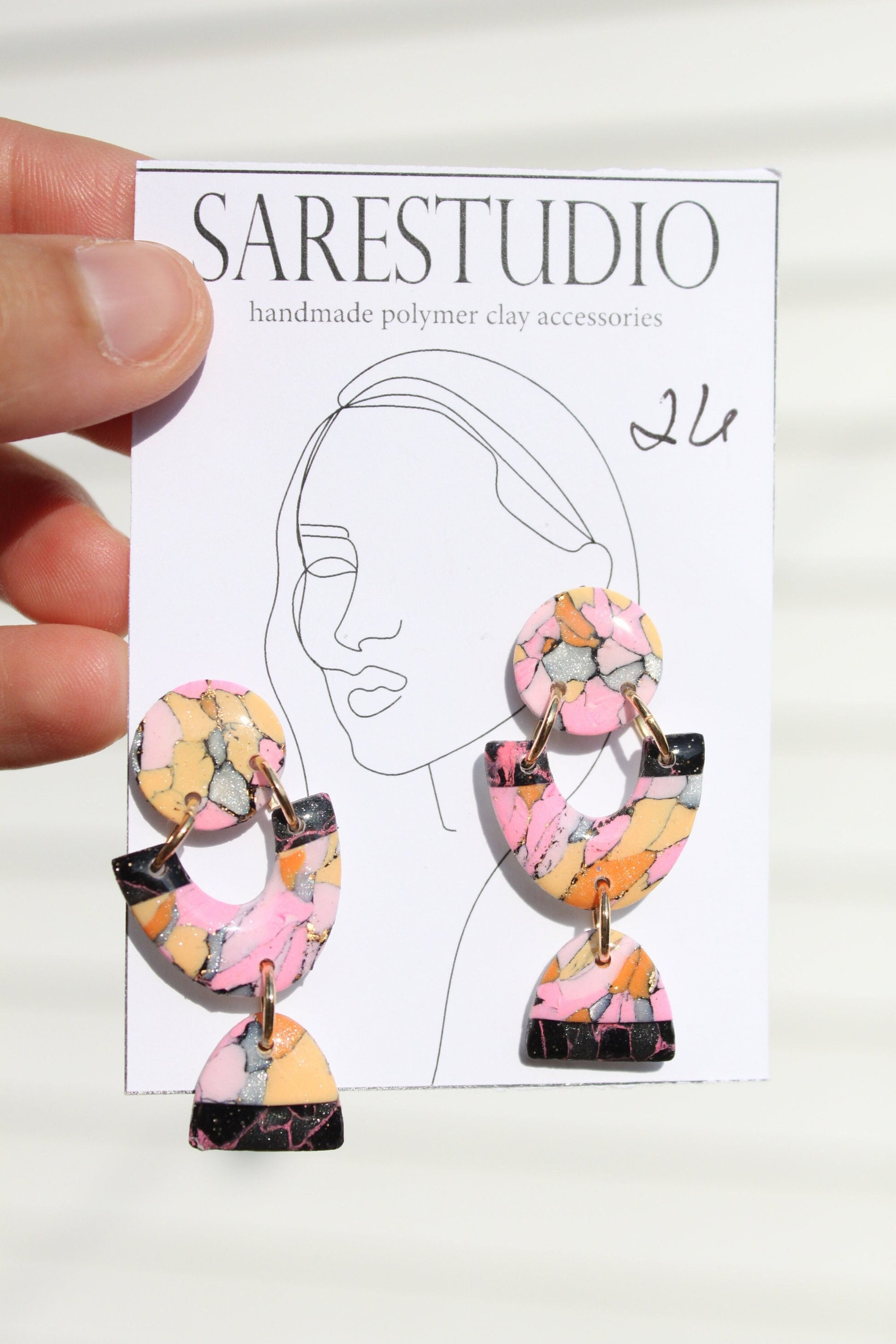 Clay Dangle Earrings - Geometric Modern Design, Handmade Lightweight Hypoallergenic Polymer Jewelry, Statement Accessory Multiple Colors