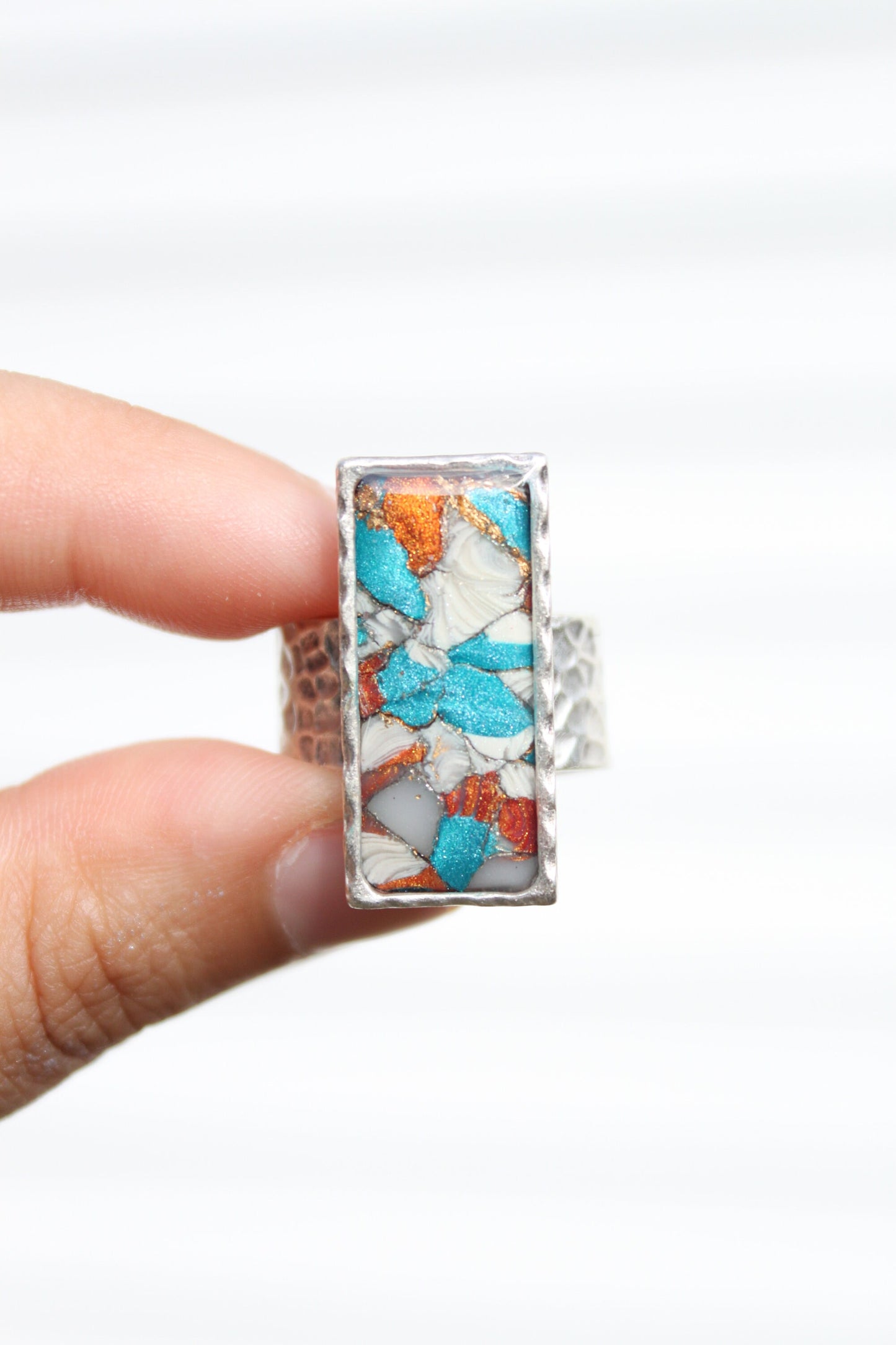 Silver Plated Adjustable Ring, Multi-color ring, Clay Ring, Boho Ring, Gift Jewelry, Birthday Gift, Gift for Her, Women Jewelry, Mother Gift