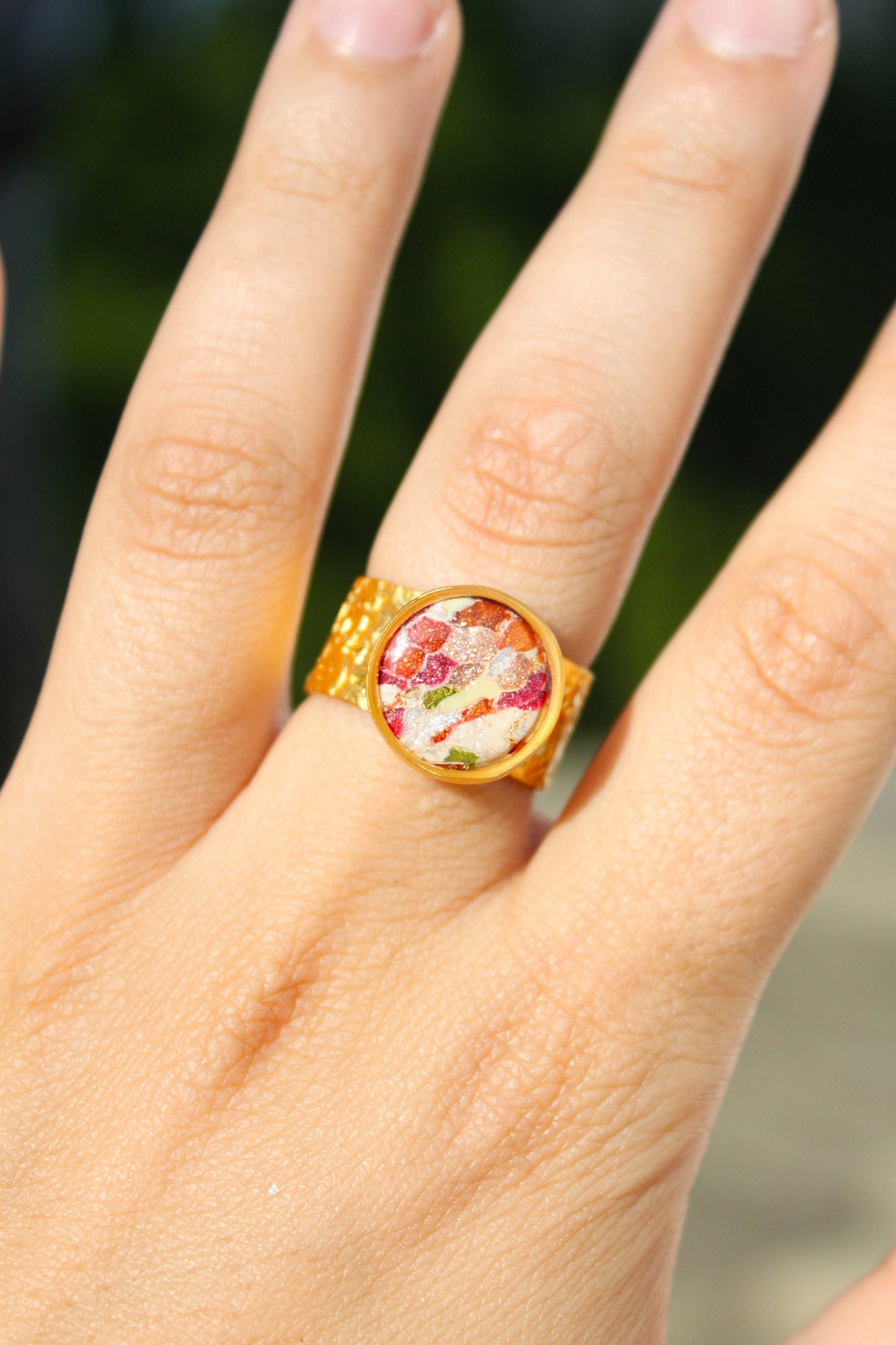 Silver Plated Adjustable Ring, Multi-color ring, Clay Ring, Boho Ring, Gift Jewelry, Birthday Gift, Gift for Her, Women Jewelry, Mother Gift