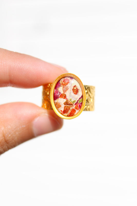 Silver Plated Adjustable Ring, Multi-color ring, Clay Ring, Boho Ring, Gift Jewelry, Birthday Gift, Gift for Her, Women Jewelry, Mother Gift