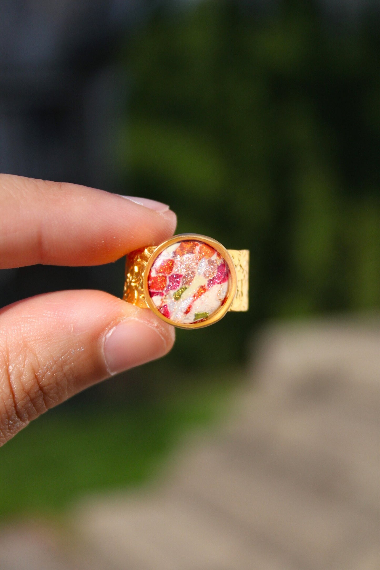 Silver Plated Adjustable Ring, Multi-color ring, Clay Ring, Boho Ring, Gift Jewelry, Birthday Gift, Gift for Her, Women Jewelry, Mother Gift