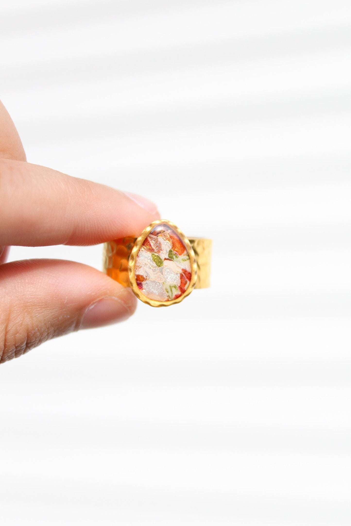 Silver Plated Adjustable Ring, Multi-color ring, Clay Ring, Boho Ring, Gift Jewelry, Birthday Gift, Gift for Her, Women Jewelry, Mother Gift