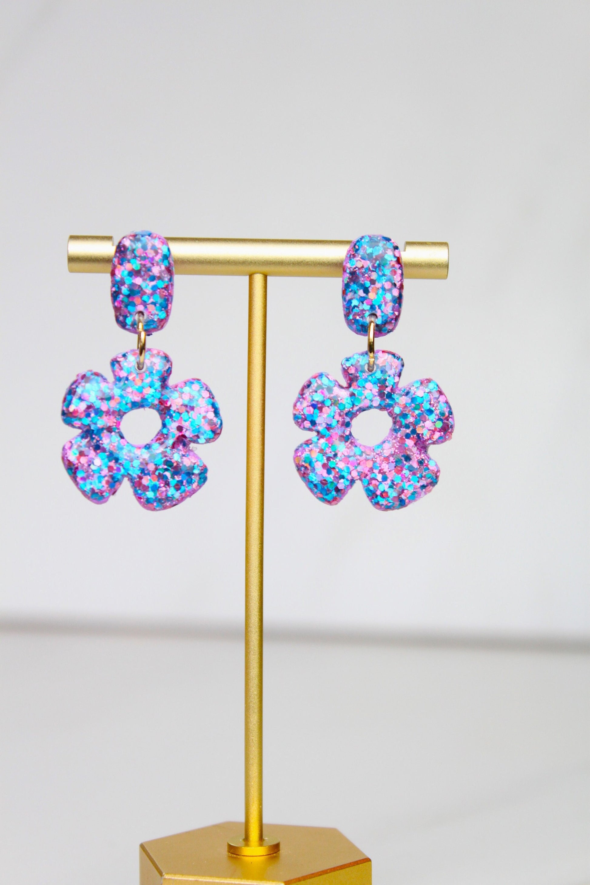 Purple Holographic Glitter Clay Earrings | Polymer Clay Glitter earrings | Sparkly Glitter Earrings | Glitter Earrings | Glitter earrings