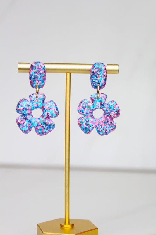 Purple Holographic Glitter Clay Earrings | Polymer Clay Glitter earrings | Sparkly Glitter Earrings | Glitter Earrings | Glitter earrings