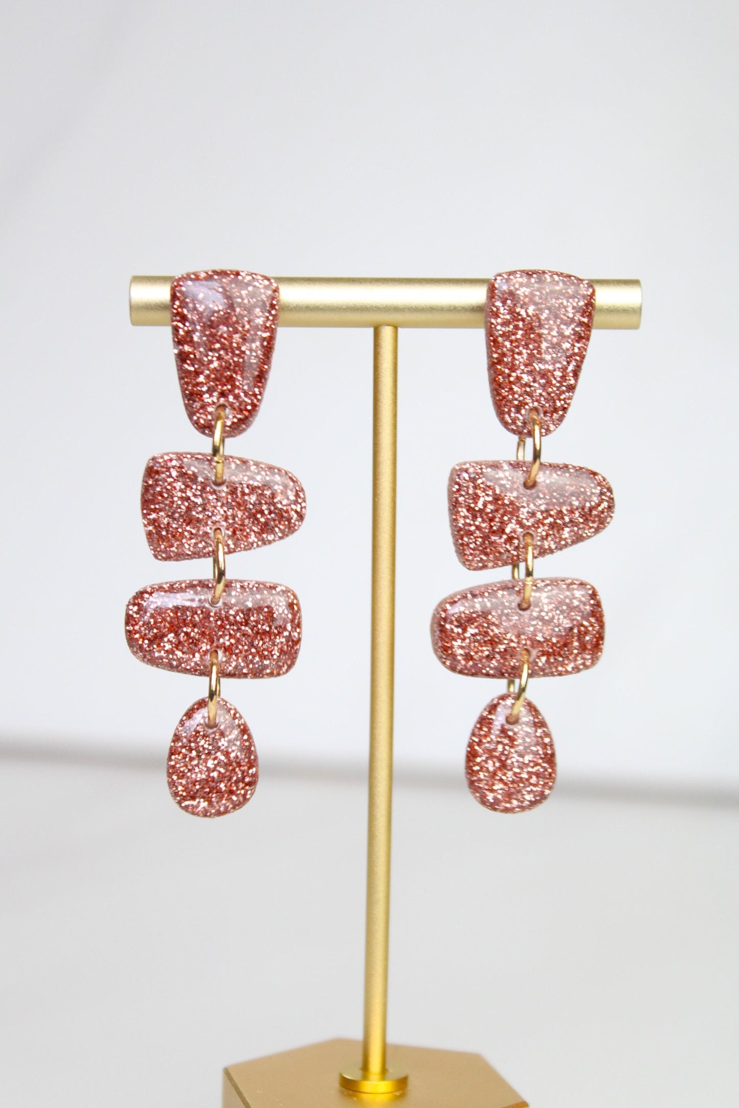 Rose Gold Glitter Clay Earrings | Clay Rose Gold Glitter earrings | Sparkly Glitter Earrings | Glitter Earrings | Holiday Glitter earrings