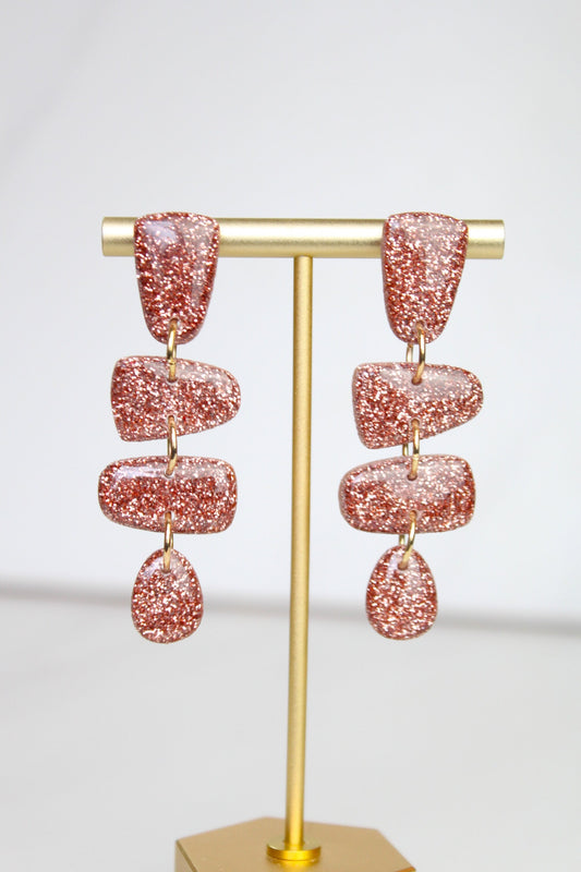 Rose Gold Glitter Clay Earrings | Clay Rose Gold Glitter earrings | Sparkly Glitter Earrings | Glitter Earrings | Holiday Glitter earrings