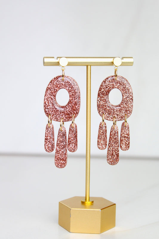 Rose Gold Glitter Clay Earrings | Clay Rose Gold Glitter earrings | Sparkly Glitter Earrings | Glitter Earrings | Holiday Glitter earrings