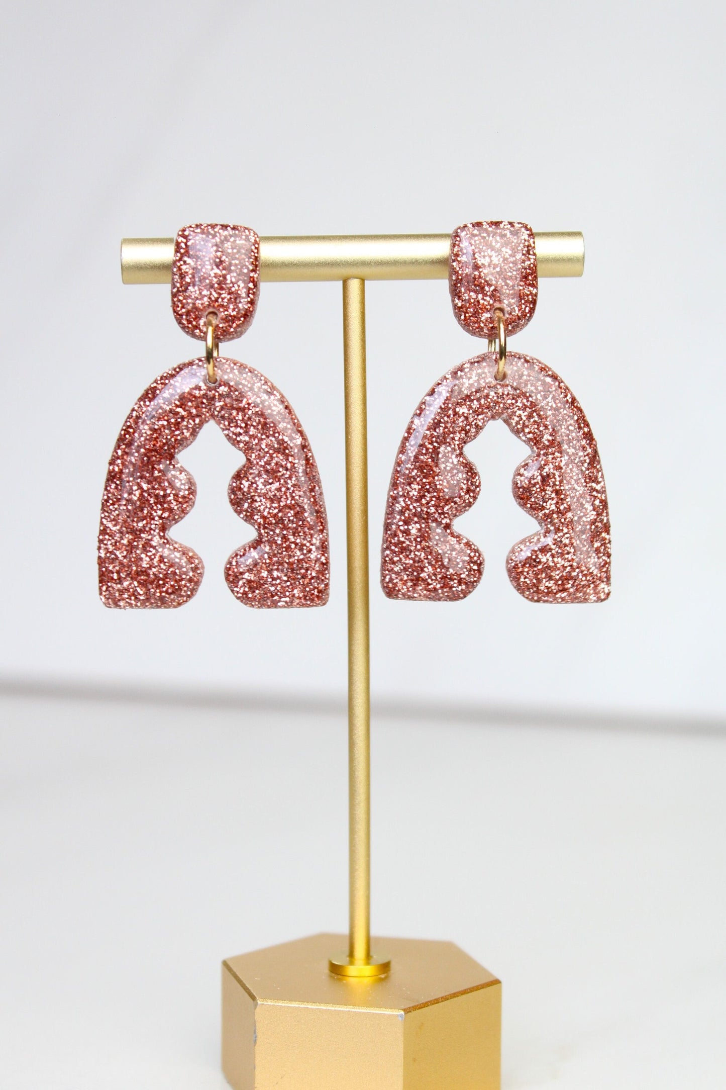 Rose Gold Glitter Clay Earrings | Clay Rose Gold Glitter earrings | Sparkly Glitter Earrings | Glitter Earrings | Holiday Glitter earrings