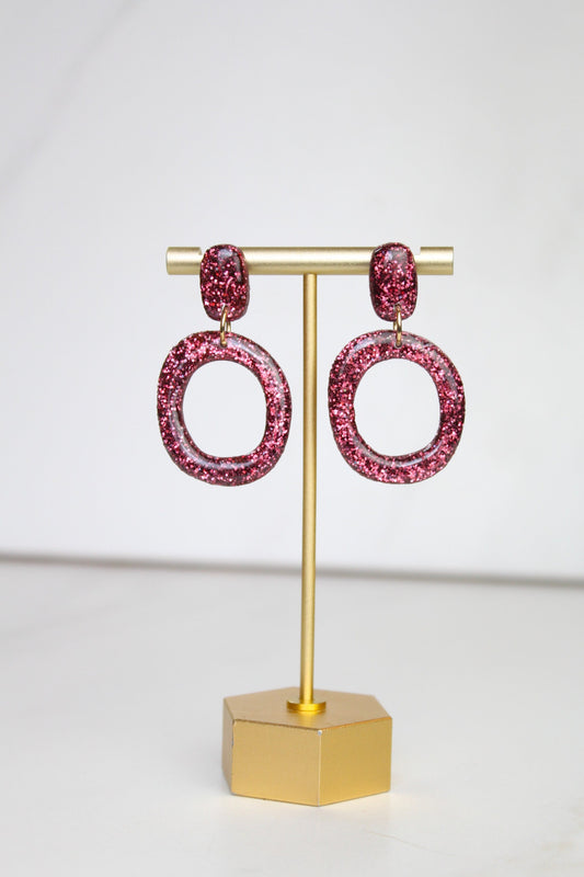 Burgundy Glitter Clay Earrings | Clay Burgundy Glitter earrings | Sparkly Glitter Earrings | Glitter Earrings | Holiday Glitter earrings