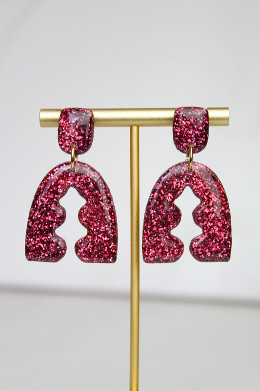 Burgundy Glitter Clay Earrings | Clay Burgundy Glitter earrings | Sparkly Glitter Earrings | Glitter Earrings | Holiday Glitter earrings