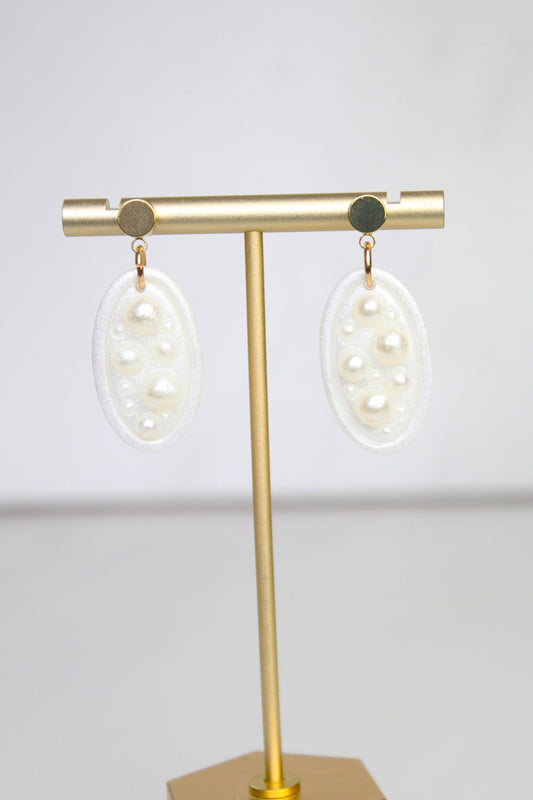 Pearl White Clay Earrings | Polymer Clay Pearl earrings | Pearl White Earrings | Clay Earrings | Pearl Clay earrings