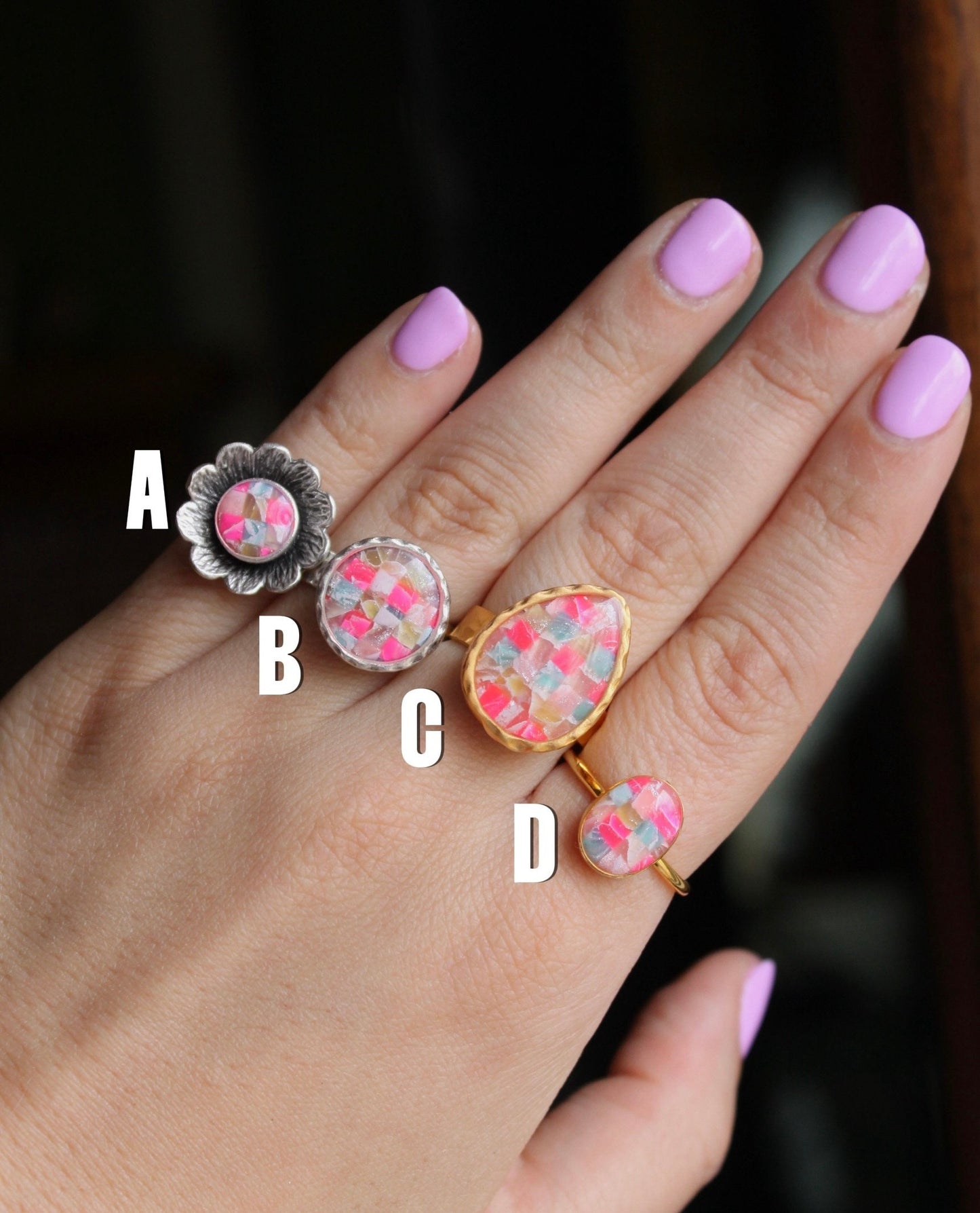 Silver Plated Adjustable Ring, Multi-color ring, Clay Ring, Boho Ring, Gift Jewelry, Birthday Gift, Gift for Her, Women Jewelry, Mother Gift