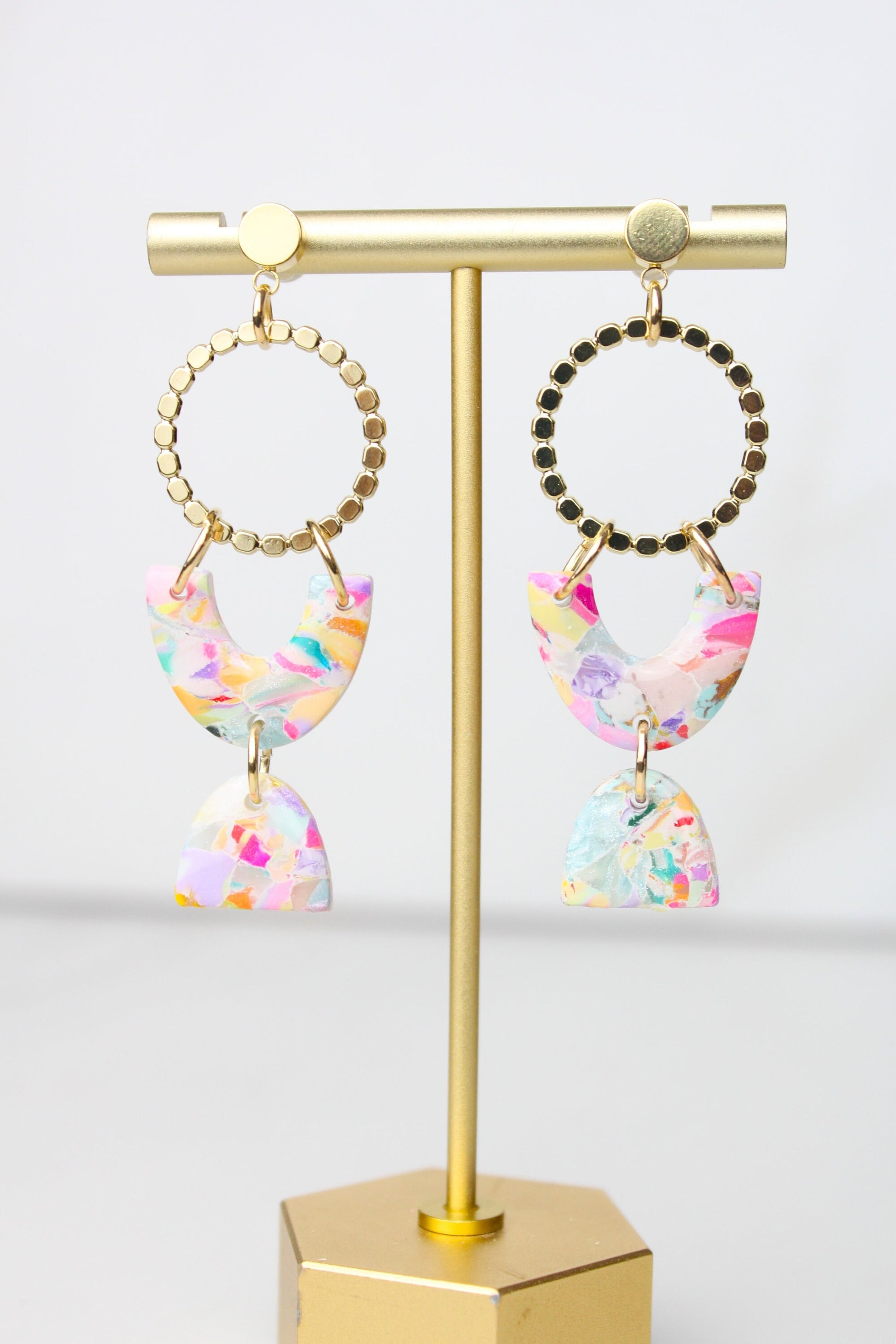 Clay Dangle Earrings - MARBLE PATTERN will vary!!