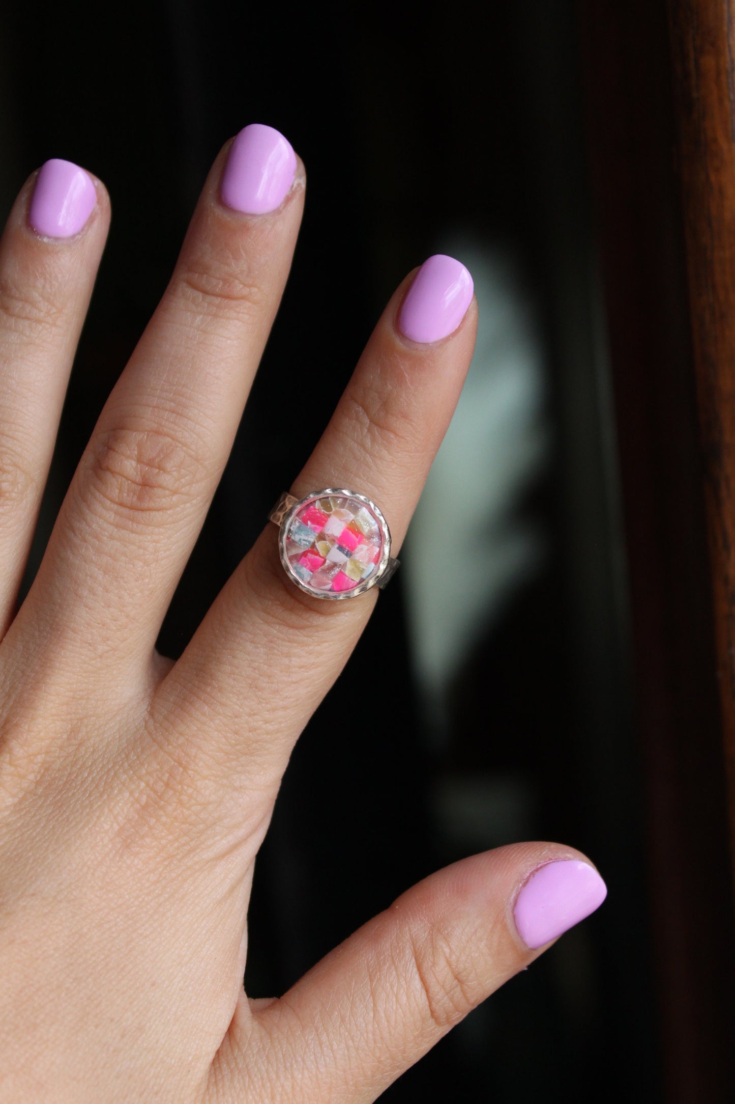 Silver Plated Adjustable Ring, Multi-color ring, Clay Ring, Boho Ring, Gift Jewelry, Birthday Gift, Gift for Her, Women Jewelry, Mother Gift