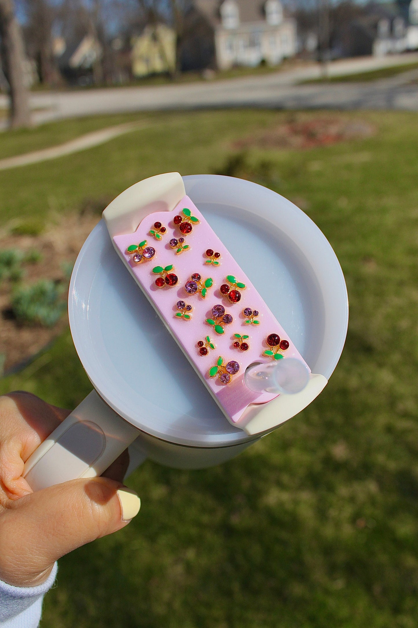 Pink Cherry 30/40 oz Stanley Tumbler Lid Topper, Stanley Tumbler Topper, Cup Tag, Stanley Cup Accessories