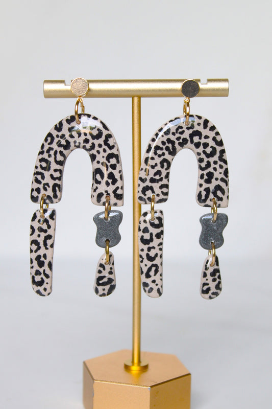 Leopard Print Clay Dangle Earrings - Handmade Lightweight Hypoallergenic Polymer Jewelry, Statement Accessory Multiple Colors