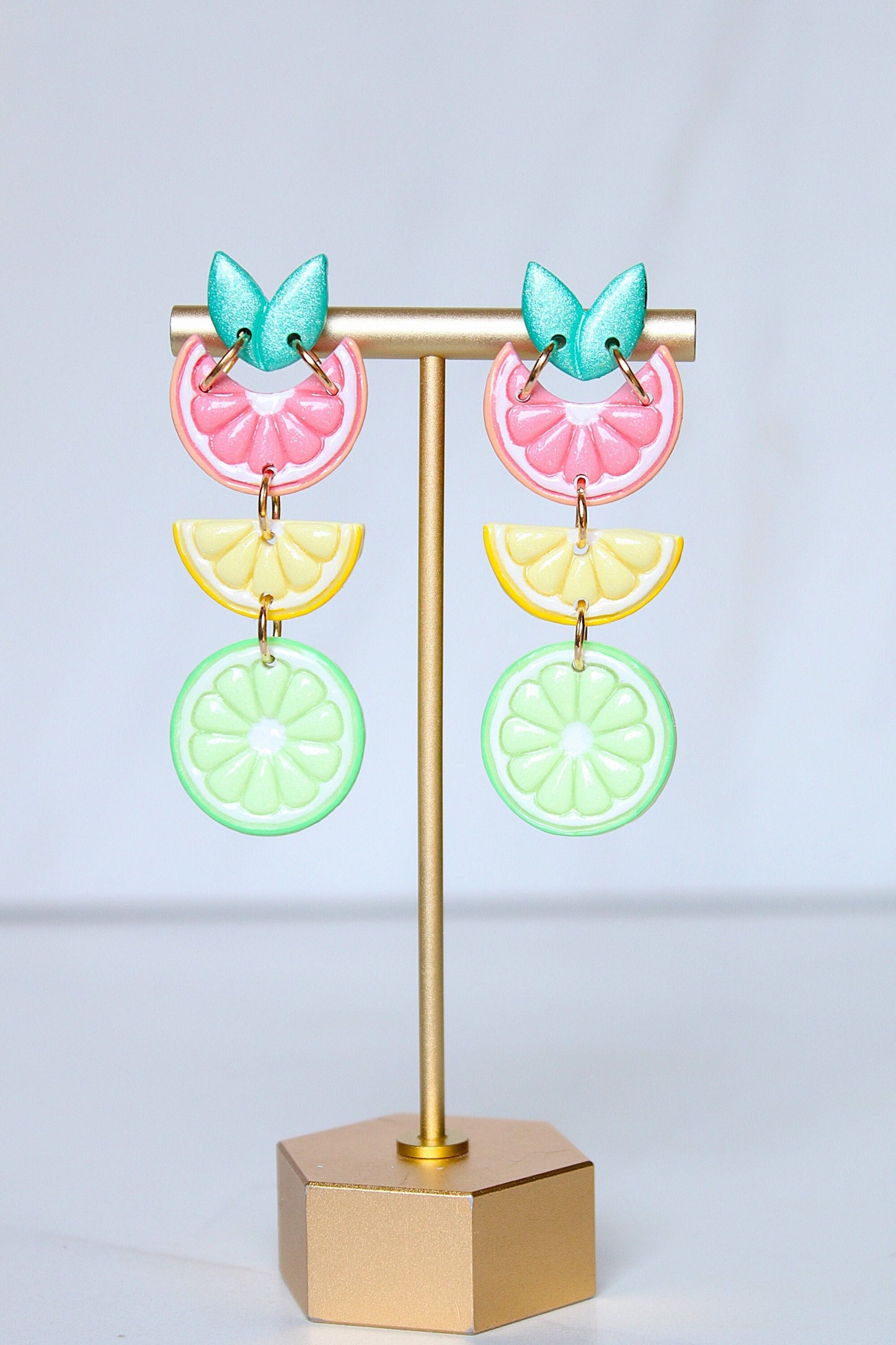 Citrus Slices Clay Earrings - Citrus Clay Earrings, Handmade Lightweight Hypoallergenic Polymer Jewelry, Statement Accessory Multiple Colors