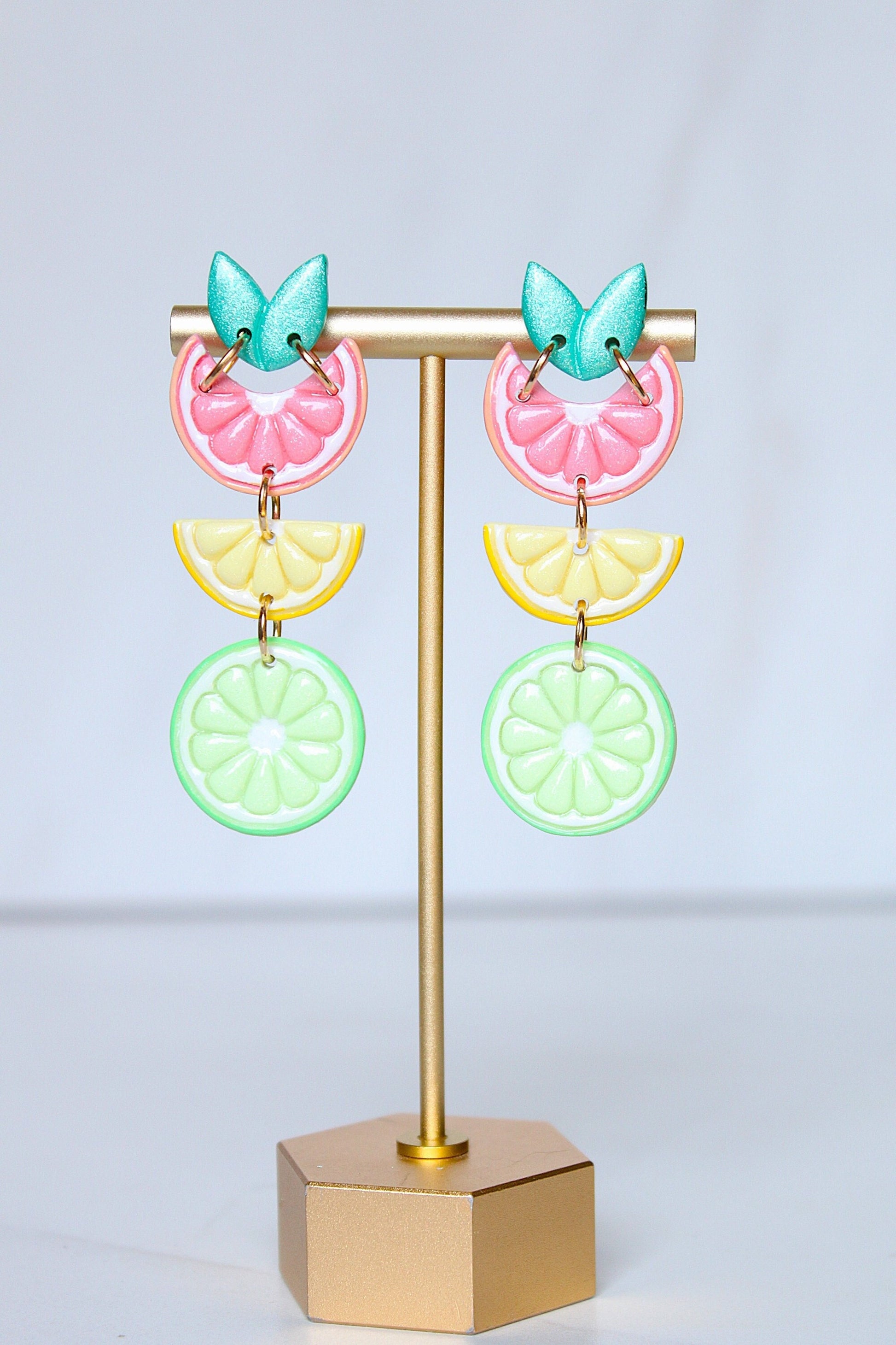 Citrus Slices Clay Earrings - Citrus Clay Earrings, Handmade Lightweight Hypoallergenic Polymer Jewelry, Statement Accessory Multiple Colors