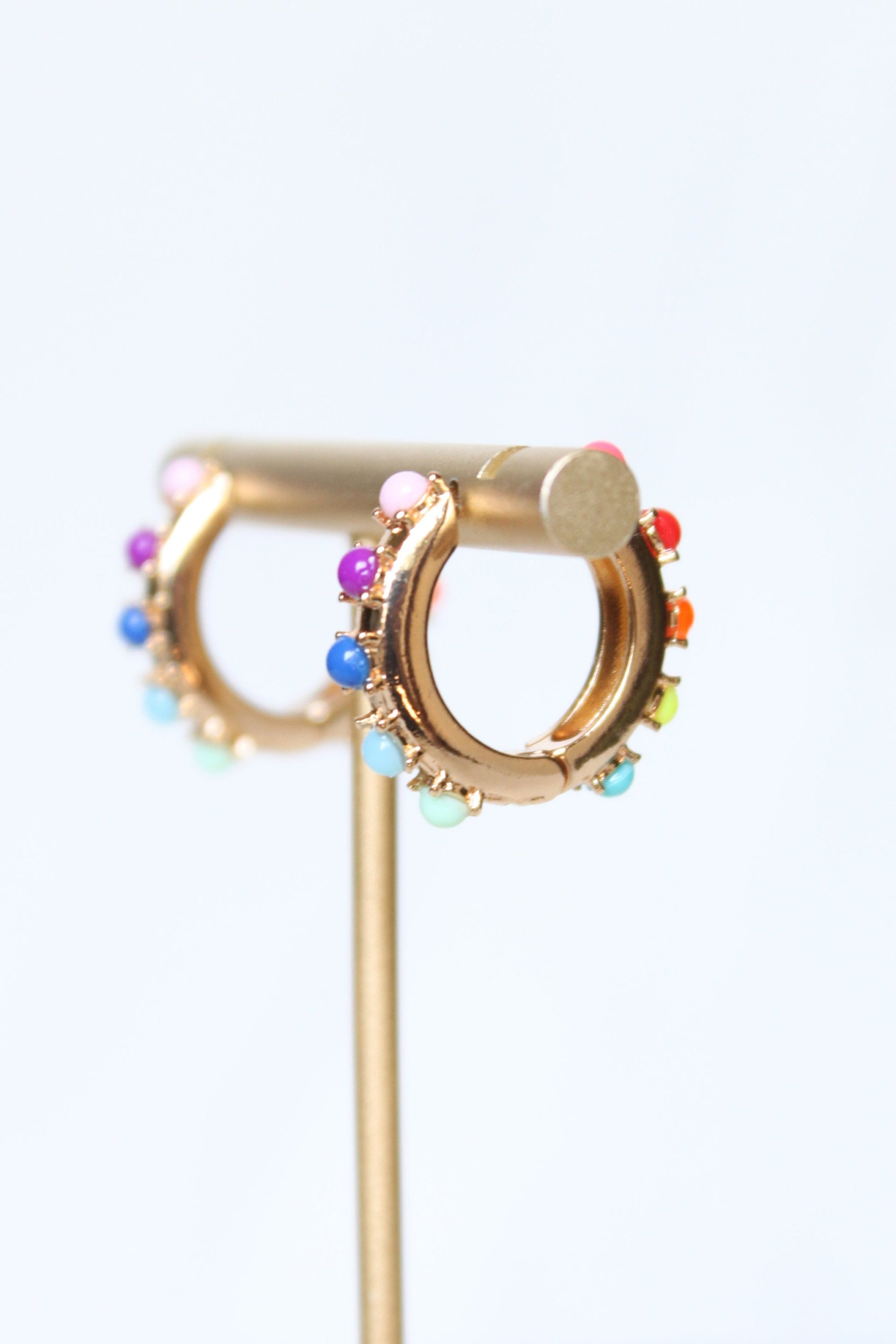 Rainbow Hoop Earrings Gold Earrings, Gold Hoop Earrings, Gifts for her, Birthday Gifts