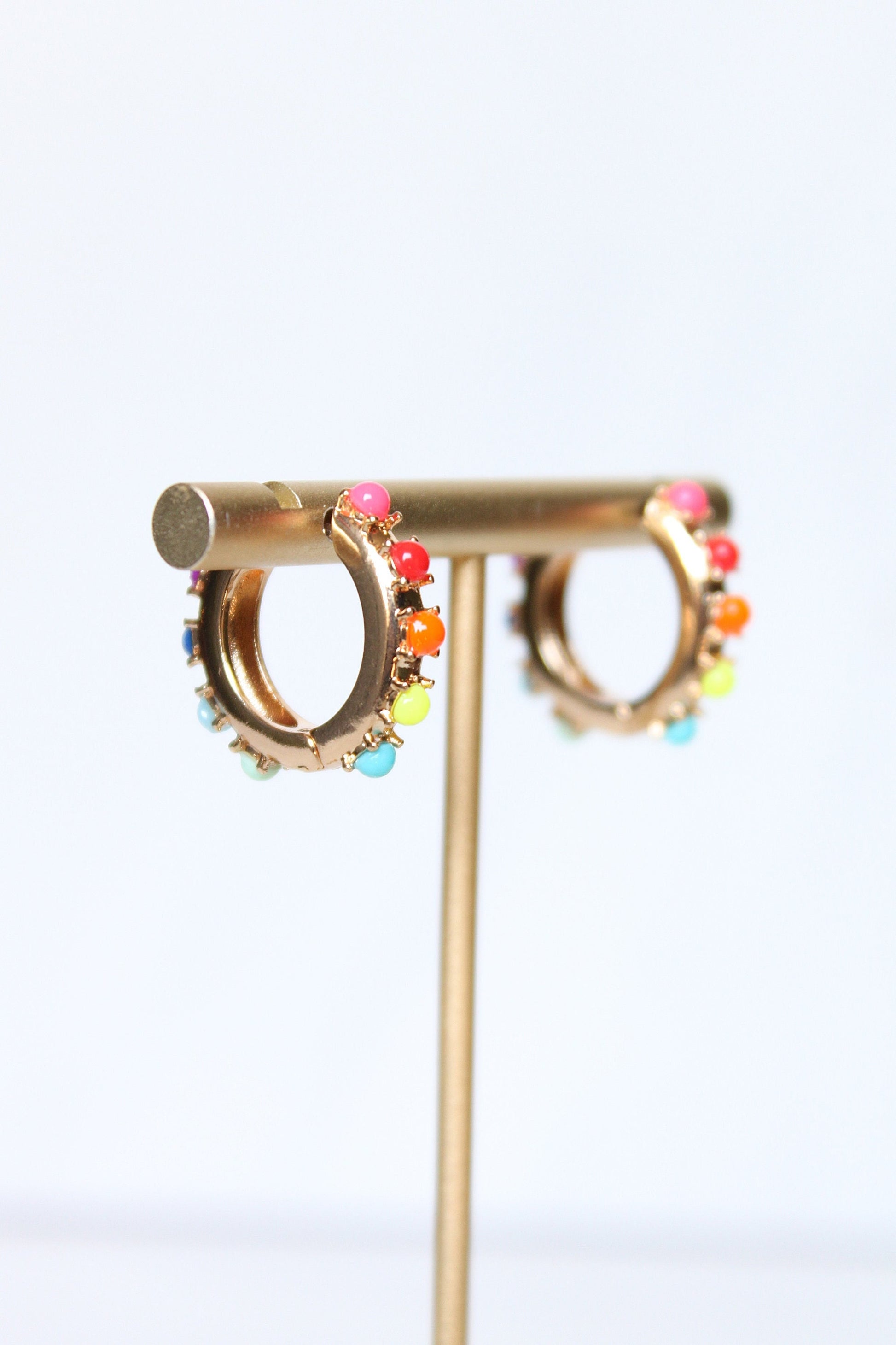 Rainbow Hoop Earrings Gold Earrings, Gold Hoop Earrings, Gifts for her, Birthday Gifts