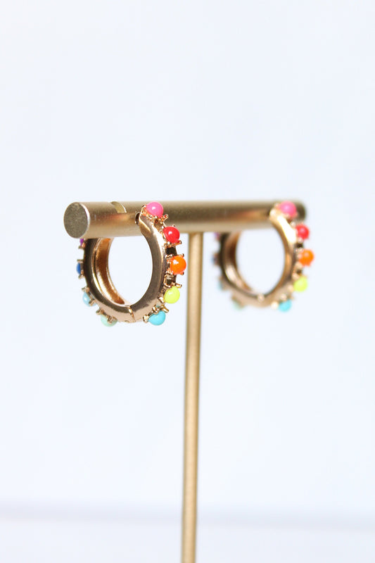 Rainbow Hoop Earrings Gold Earrings, Gold Hoop Earrings, Gifts for her, Birthday Gifts
