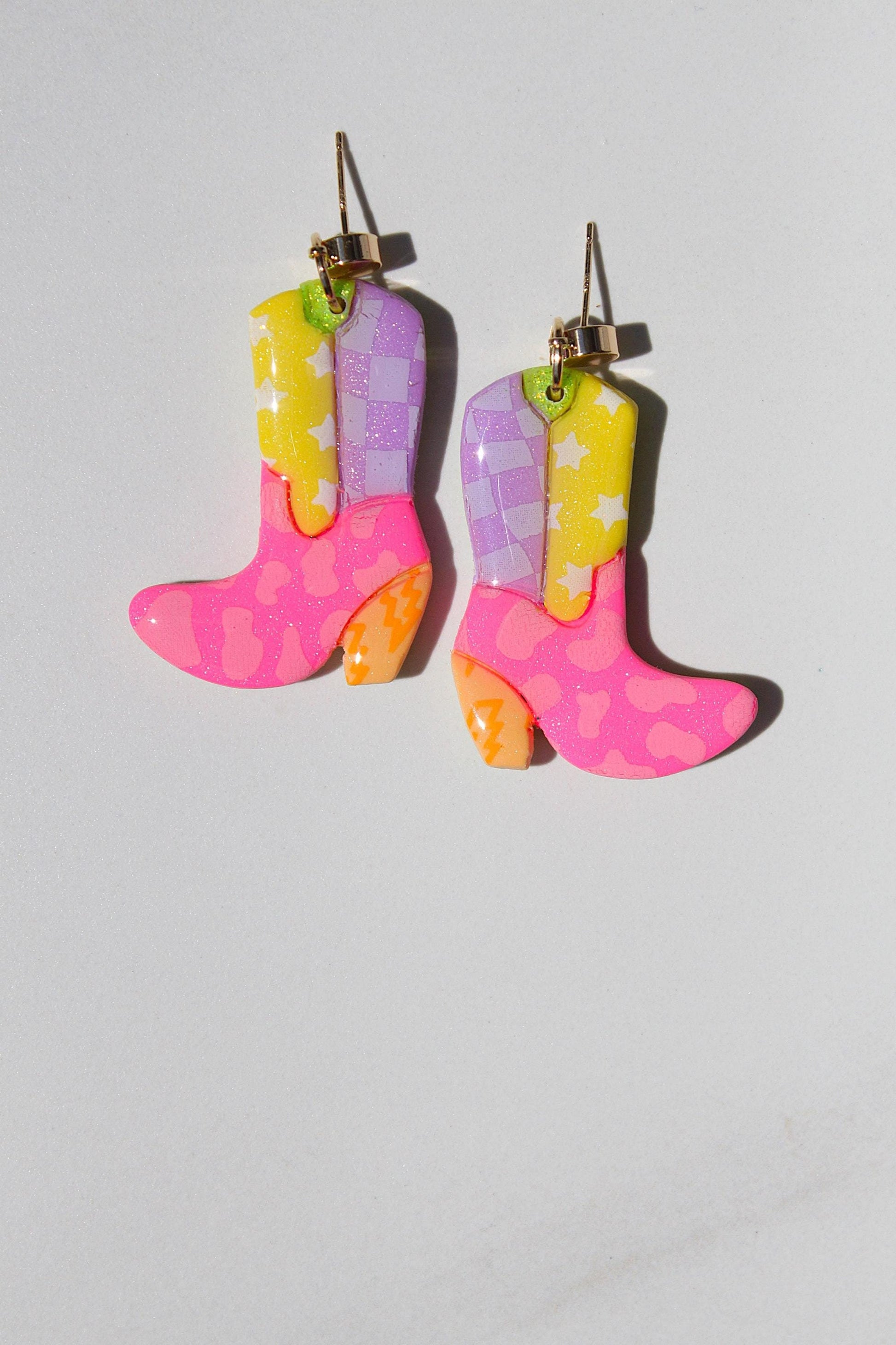 Cowgirl Boot Clay Earrings, Pink Cowboy Boots Earrings, Pink Cowgirl Boots, Country Western Gift, Coastal Cowgirl
