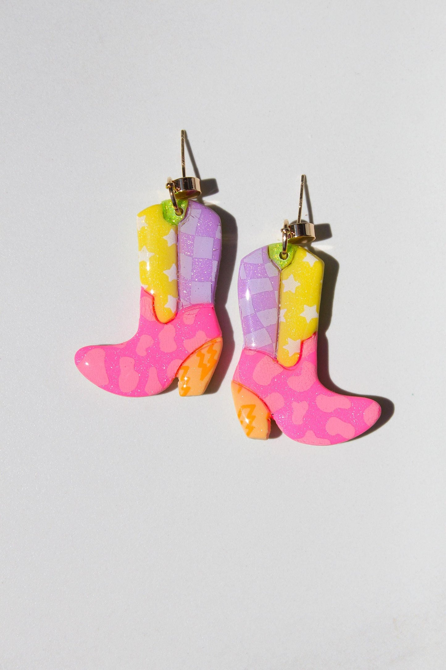 Cowgirl Boot Clay Earrings, Pink Cowboy Boots Earrings, Pink Cowgirl Boots, Country Western Gift, Coastal Cowgirl