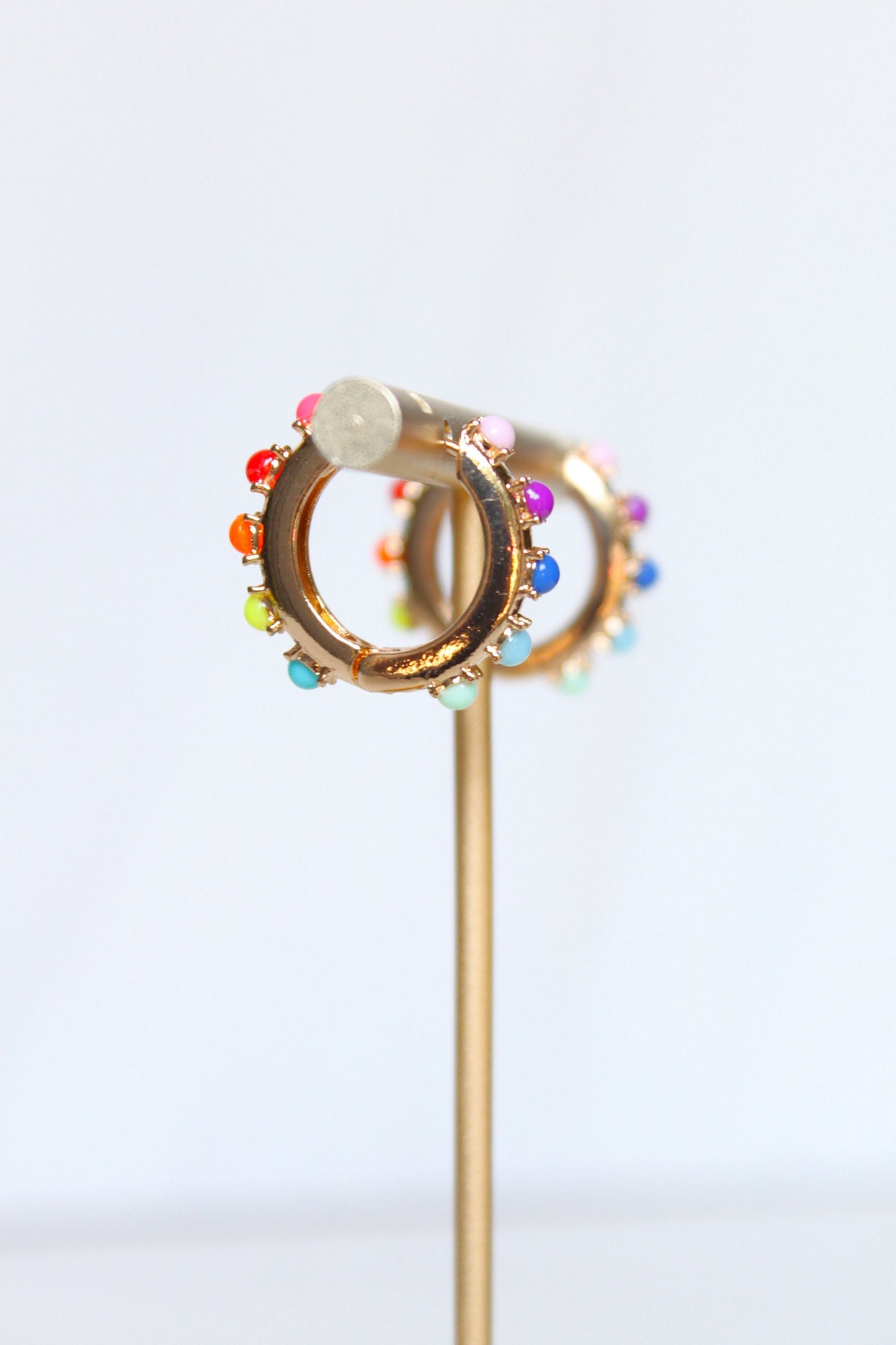 Rainbow Hoop Earrings Gold Earrings, Gold Hoop Earrings, Gifts for her, Birthday Gifts