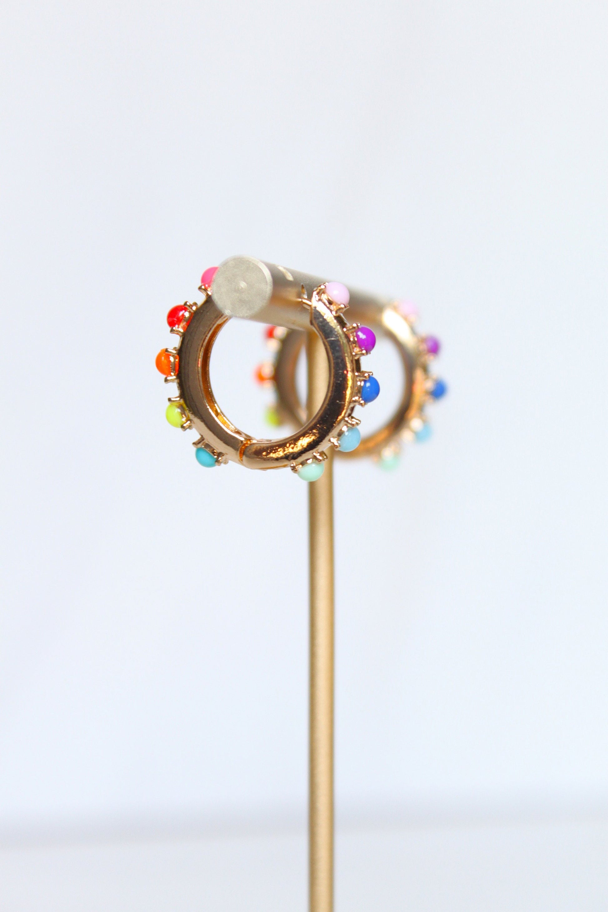 Rainbow Hoop Earrings Gold Earrings, Gold Hoop Earrings, Gifts for her, Birthday Gifts