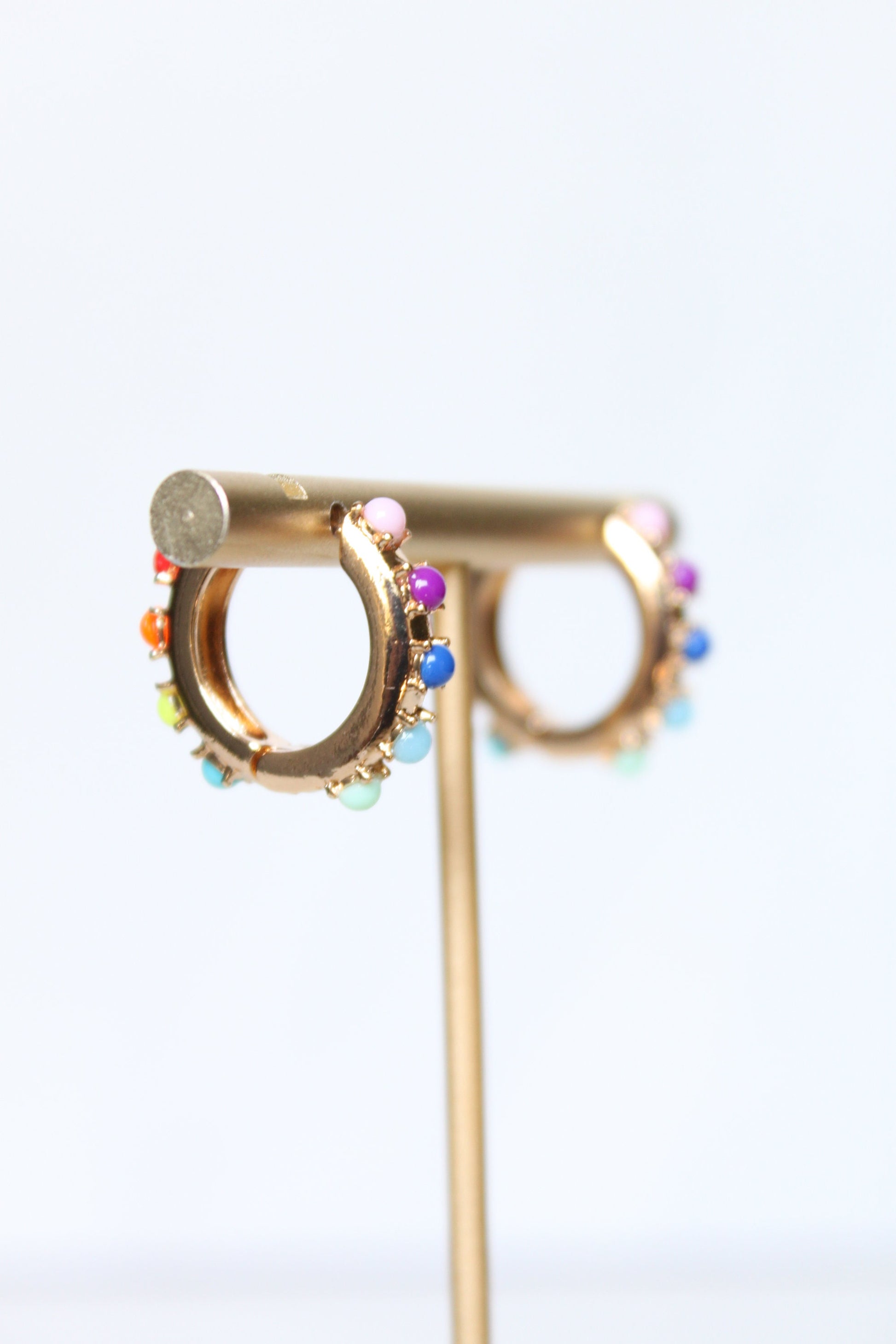 Rainbow Hoop Earrings Gold Earrings, Gold Hoop Earrings, Gifts for her, Birthday Gifts