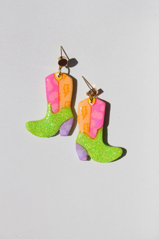 Cowgirl Boot Clay Earrings, Pink Cowboy Boots Earrings, Pink Cowgirl Boots, Country Western Gift, Coastal Cowgirl