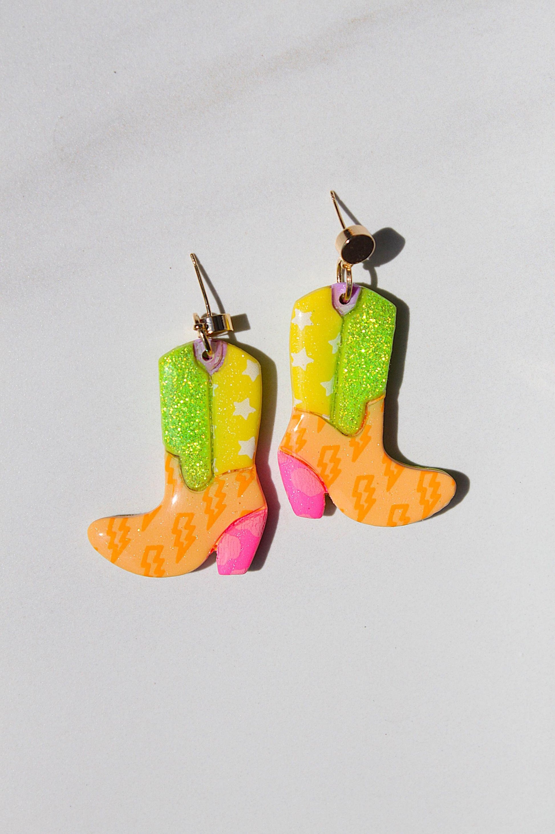 Cowgirl Boot Clay Earrings, Pink Cowboy Boots Earrings, Pink Cowgirl Boots, Country Western Gift, Coastal Cowgirl