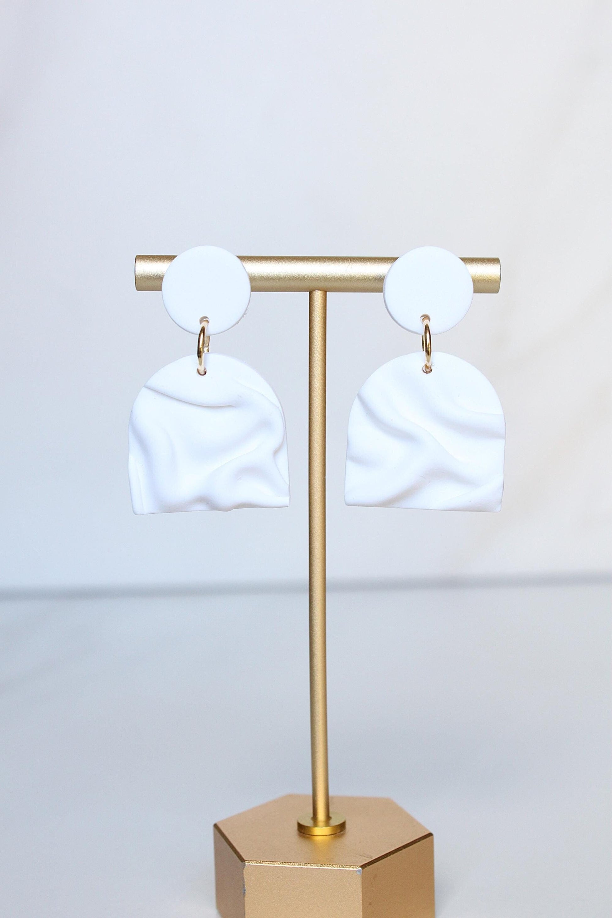 Clay Draped Earrings - Clay Earrings, Draped Earrings, Handmade Earrings, Lightweight Earrings, Hypoallergenic Jewelry, Statement Accessory