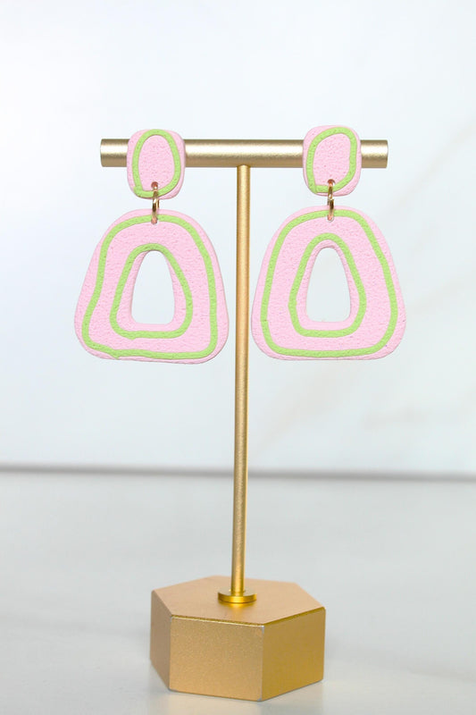 Clay Dangle Earrings - Geometric Modern Design, Handmade Lightweight Hypoallergenic Polymer Jewelry, Statement Accessory Multiple Colors