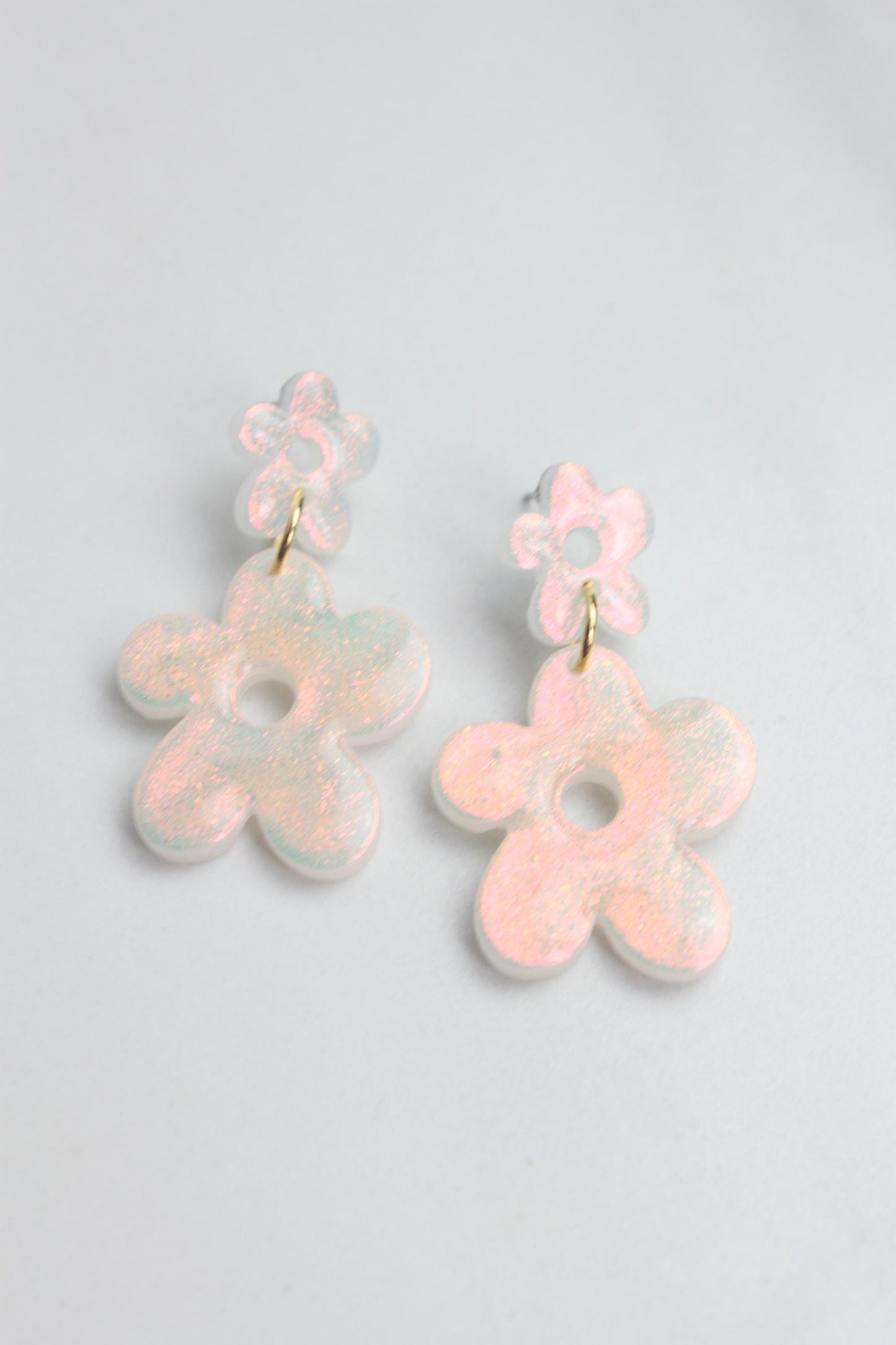 Iridescent Flower Clay Earrings | Polymer Clay earrings | Iridescent Earrings | Clay Earrings | Flower Clay earrings
