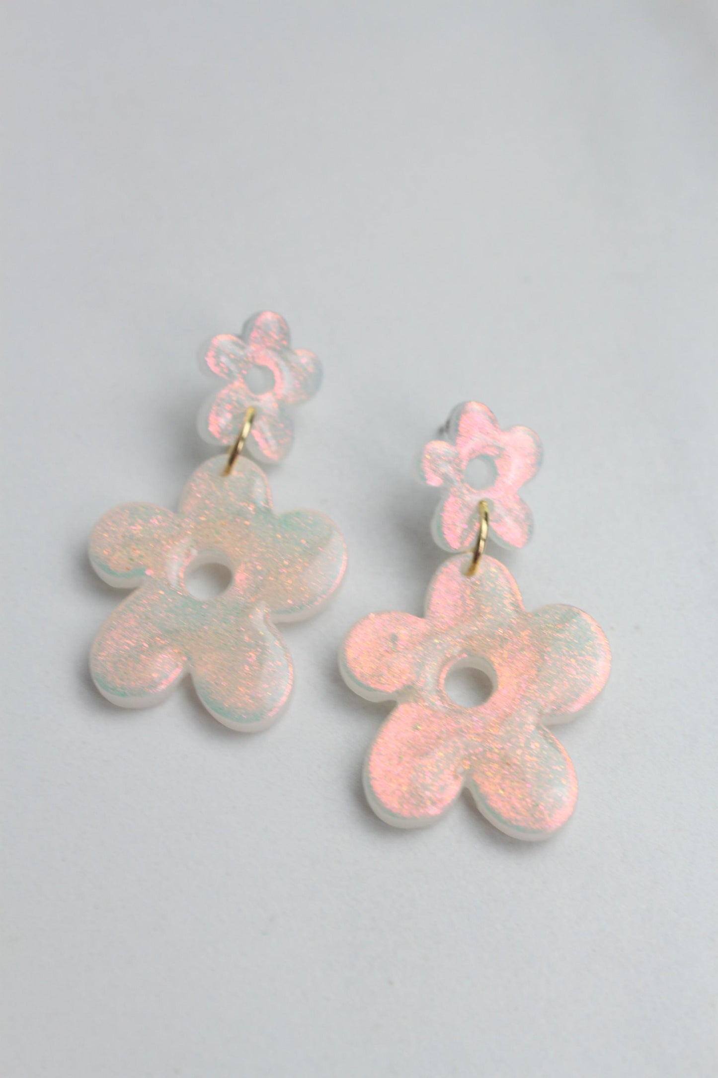 Iridescent Flower Clay Earrings | Polymer Clay earrings | Iridescent Earrings | Clay Earrings | Flower Clay earrings