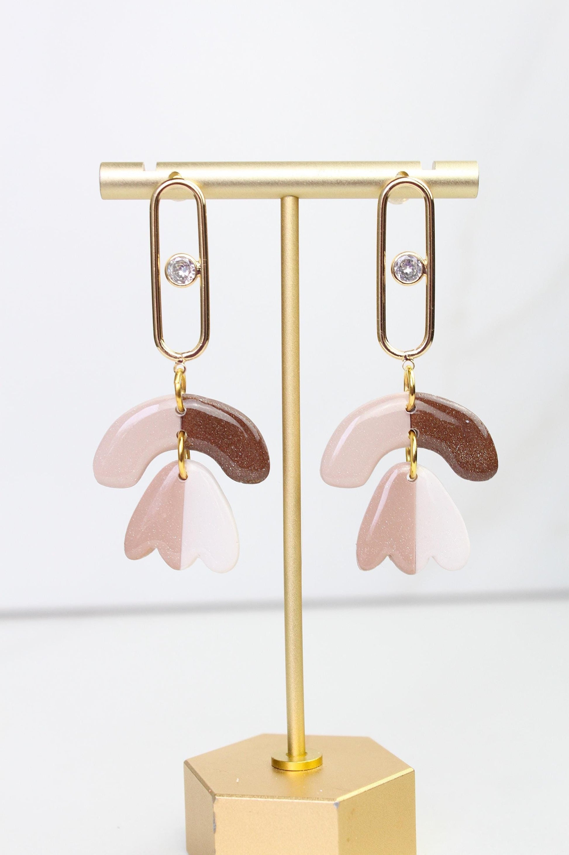 Neutral Marble Clay Earrings | Boho Clay Earrings | Lightweight Statement Earrings | Polymer Clay Dangle Earrings