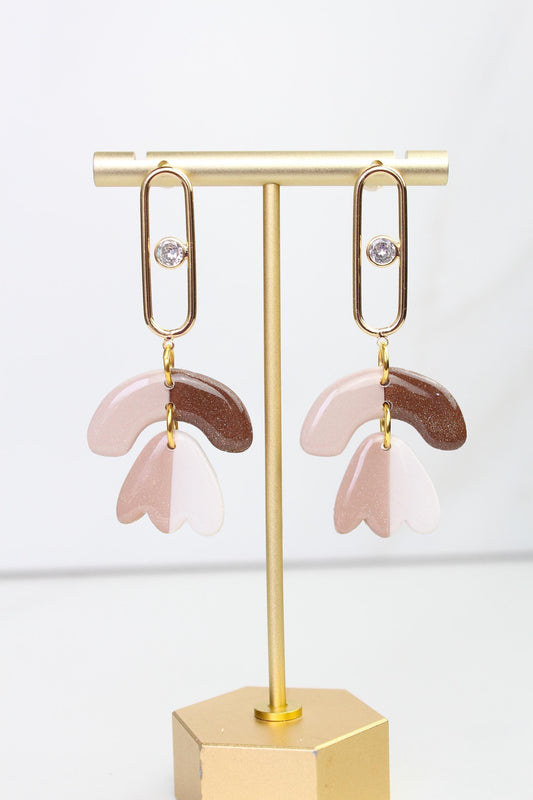 Neutral Marble Clay Earrings | Boho Clay Earrings | Lightweight Statement Earrings | Polymer Clay Dangle Earrings