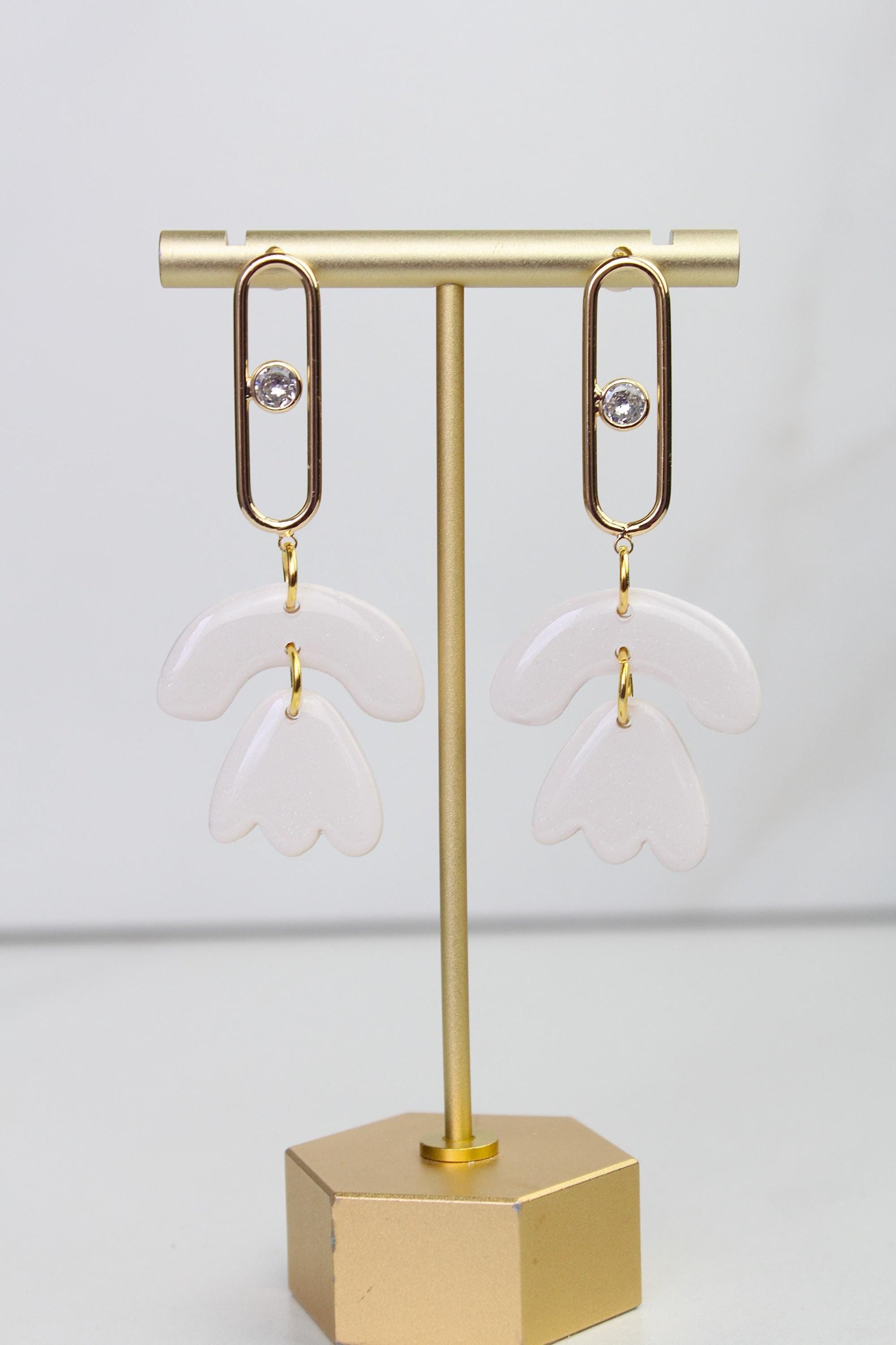 Neutral Marble Clay Earrings | Boho Clay Earrings | Lightweight Statement Earrings | Polymer Clay Dangle Earrings