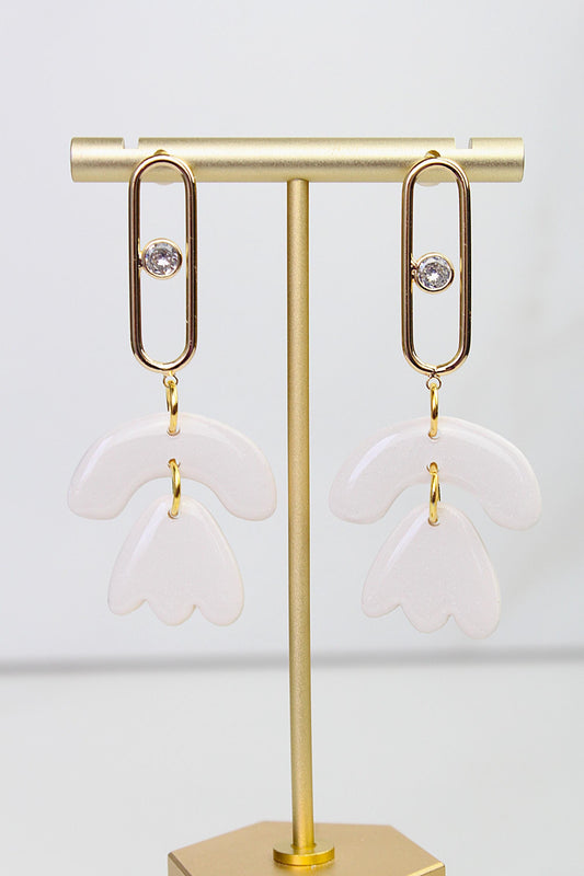 Neutral Marble Clay Earrings | Boho Clay Earrings | Lightweight Statement Earrings | Polymer Clay Dangle Earrings