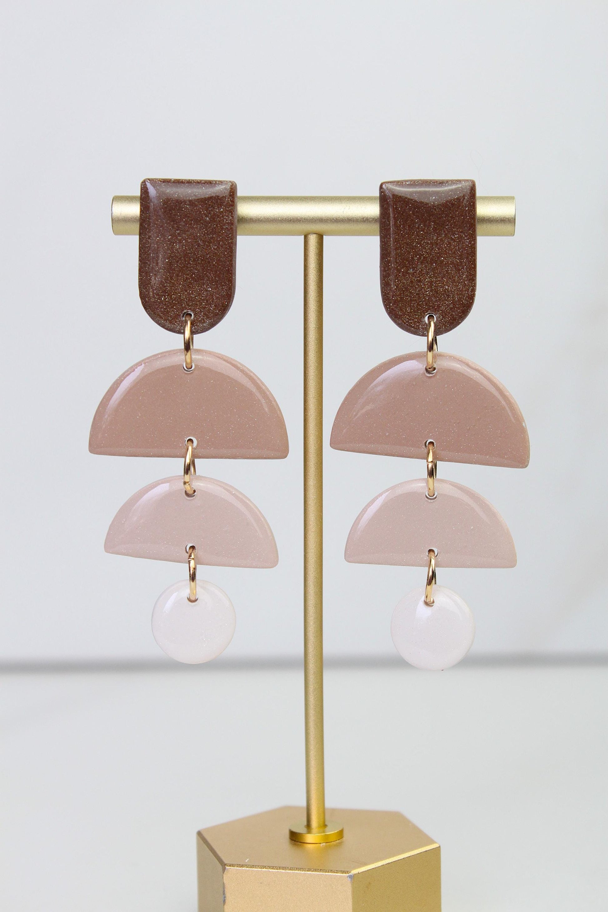 Neutral Marble Clay Earrings | Boho Clay Earrings | Lightweight Statement Earrings | Polymer Clay Dangle Earrings