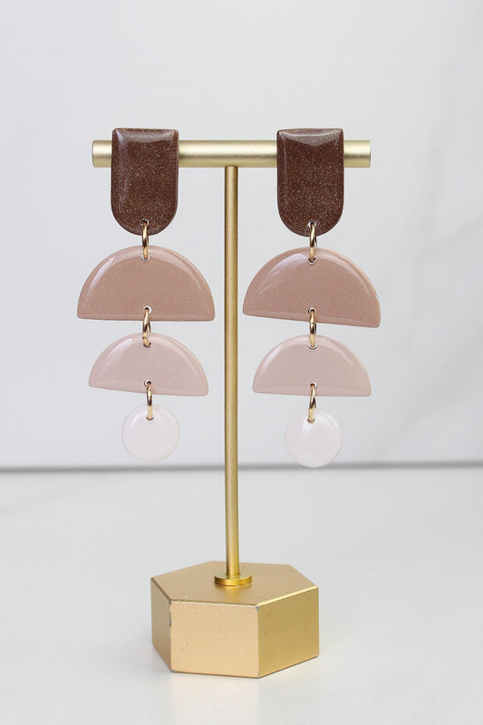 Neutral Marble Clay Earrings | Boho Clay Earrings | Lightweight Statement Earrings | Polymer Clay Dangle Earrings