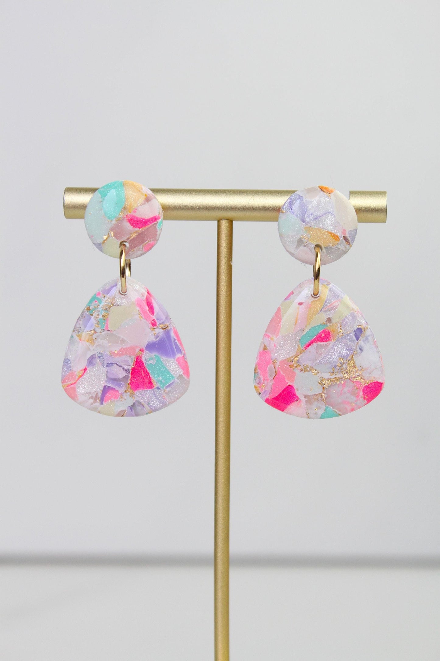 Colorful Marble Dangle Earrings, Colorful Marble Clay Earrings, Polymer Clay Dangle Earrings, Clay Earrings