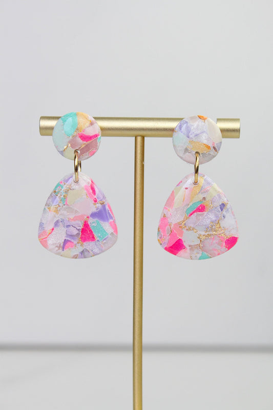 Colorful Marble Dangle Earrings, Colorful Marble Clay Earrings, Polymer Clay Dangle Earrings, Clay Earrings